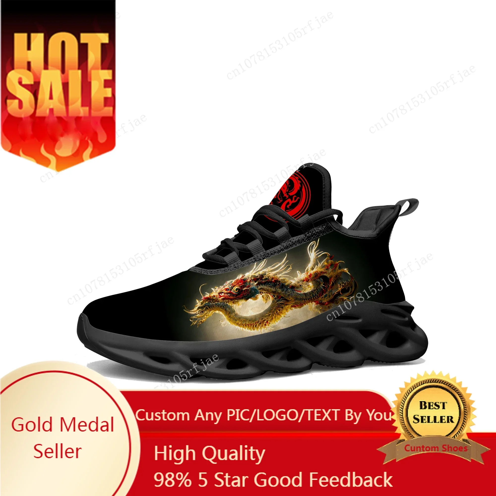

Chinese Dragon Tradition Animals Flats Sneakers Mens Womens Sports Running Shoes Tailor Made Lace Up Shoes