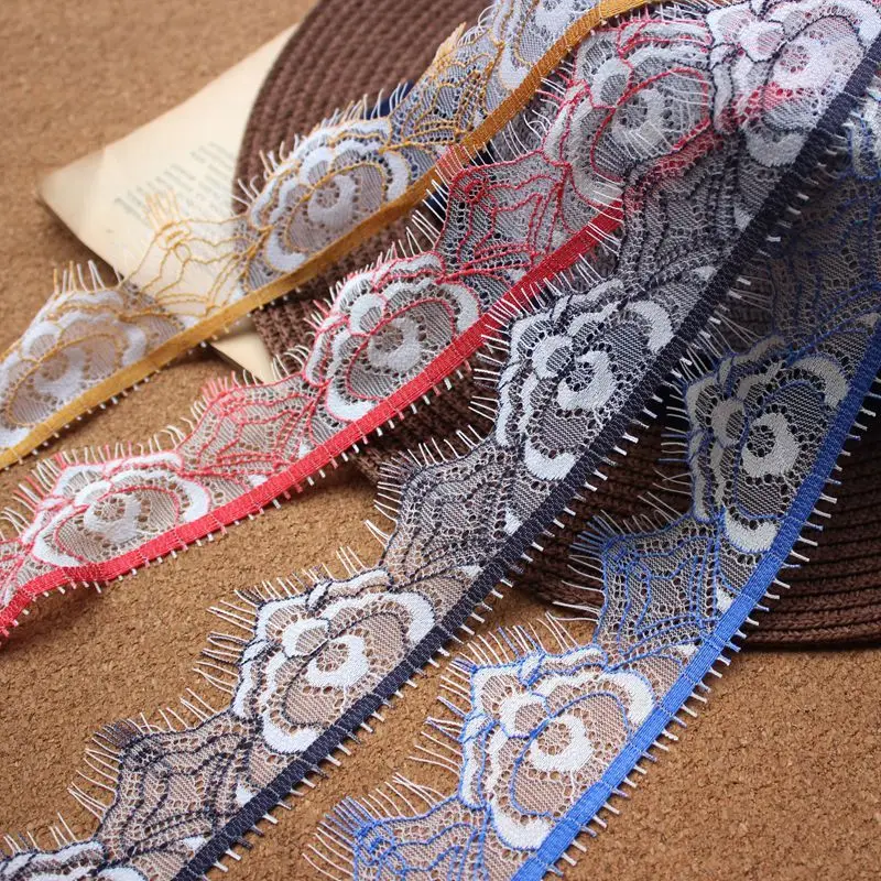 Red Yellow Blue Black Fish thread Hollow Embroidery Dress Lace Handmade DIY Accessories Clothing Decoration Material Fabric