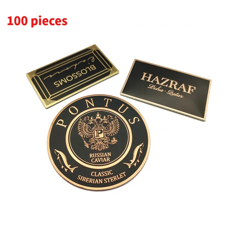 10 0.Zhang.Custom.Professional OEM Custom Logo Embossed Metal Aluminum Label Sticker Packaging Sticker silver