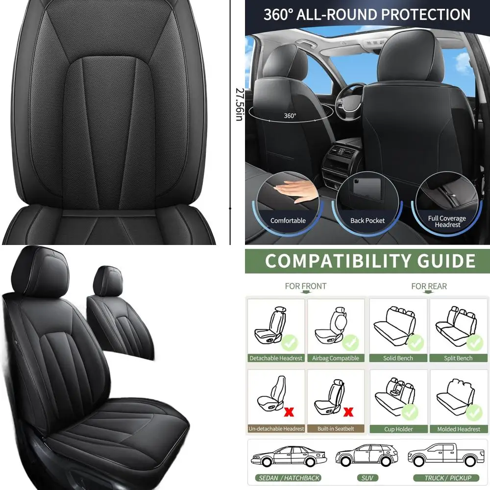 

Luxury Waterproof Leather Seat Covers for Cars, SUVs, and Trucks - Comfortable & Breathable Black Protection