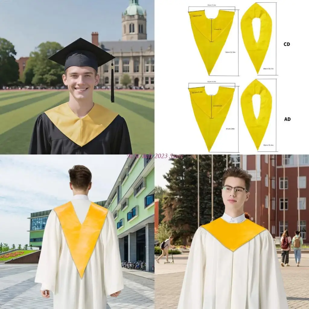 49ME Doctoral Regalia V Stole Satined Collar Academic Celebration Accessories