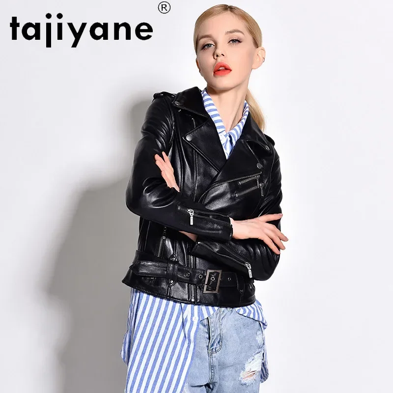 Takiyane – Veste en cuir véritable pour Femme, vêtement féminin en peau de mouton véritable, 100%, TN2484