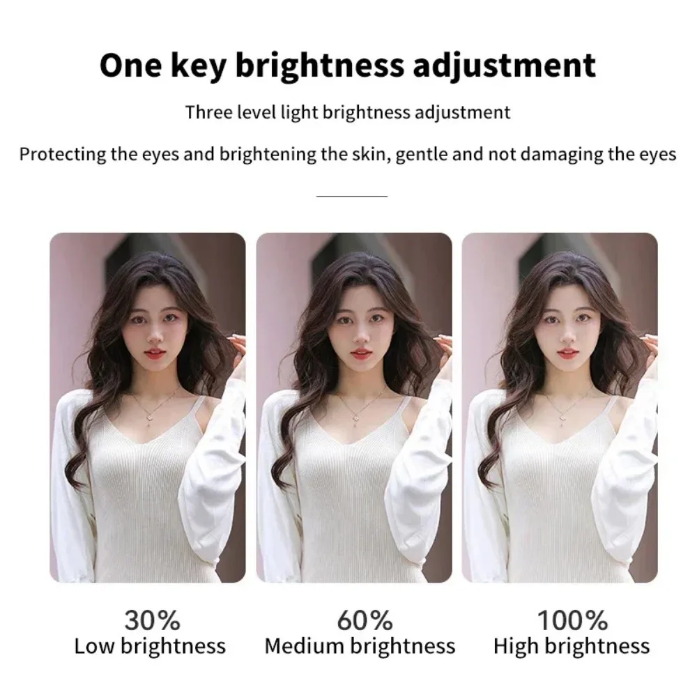 1pcs LED Selfie Ring Fill Light Cell Phone Third Gear Fill Light USB Charge Portable Beauty Flash Photo Beauty Light Live Selfie