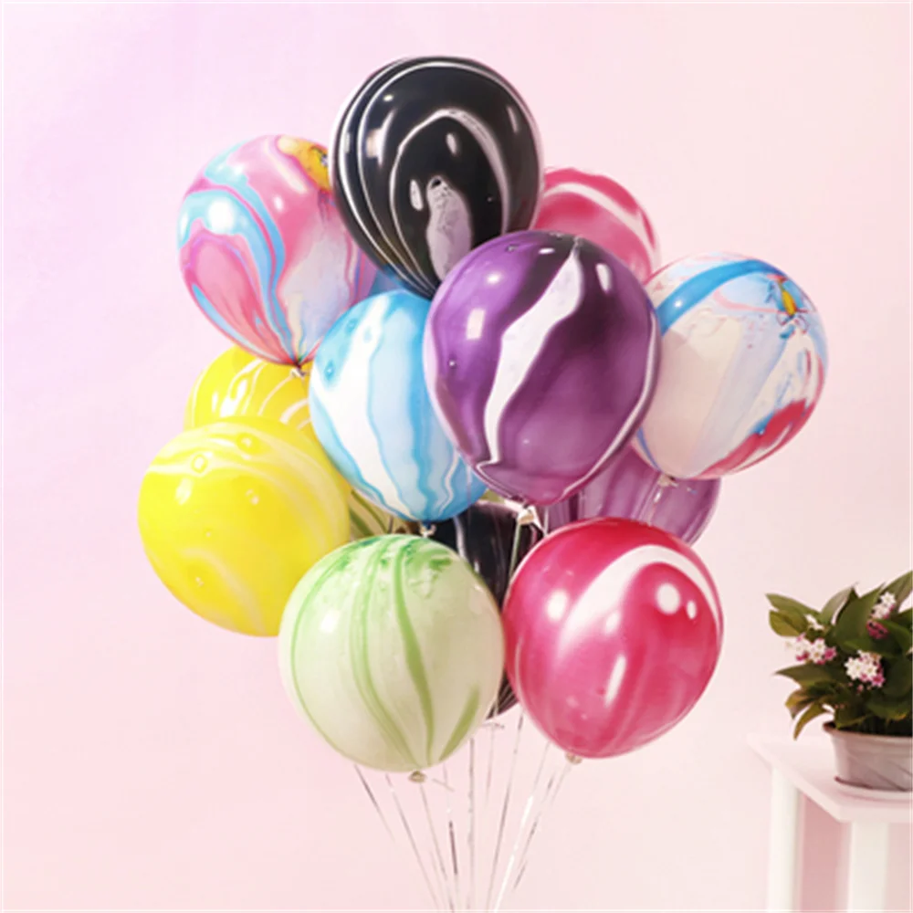 10/20pcs Colorful Agate Marble Latex Balloons Birthday Party Wedding Decoration Wall Kids Baby Shower Agate Decorations Supplies