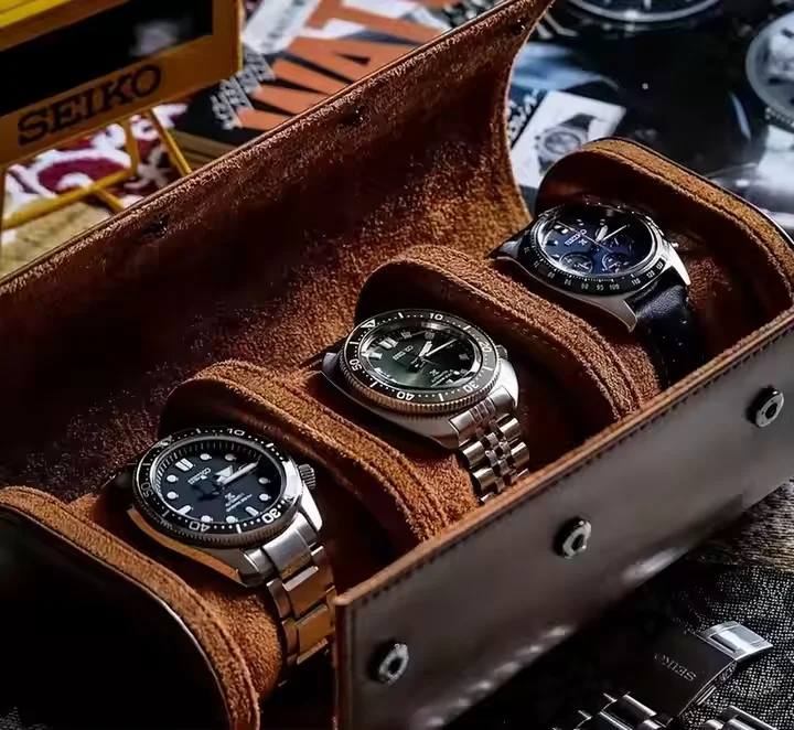 Estojo de relógio de viagem portátil de luxo prático rolo de couro com caixa de material de embalagem elegante para relógios