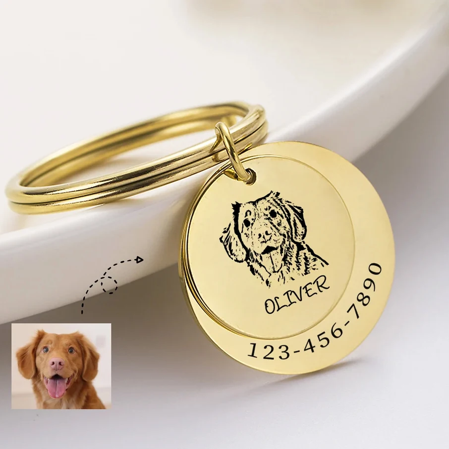 Custom Stainless Steel Cutout Dog Paw Pendant Pet Pendant Keychain Dog Loss Gifts Personalized Memorial Gift Double Tags Chain