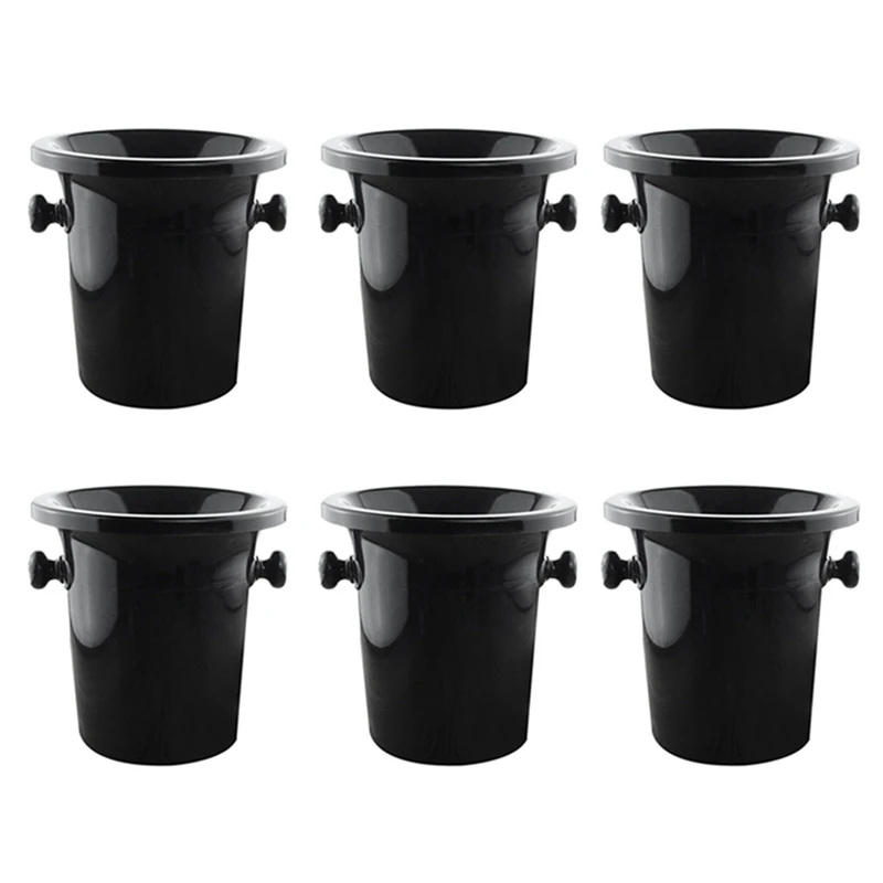 

6X Wine Dump Black Plastic Wine Spittoon - Standard Size With Black Funnel Champagne Bucket