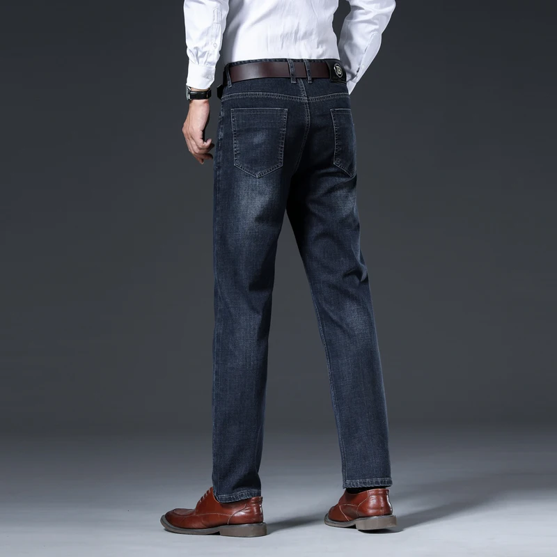 Spring Men's Business Casual All-Match Jeans Business Casual High Waist Light Gray Blue Jeans