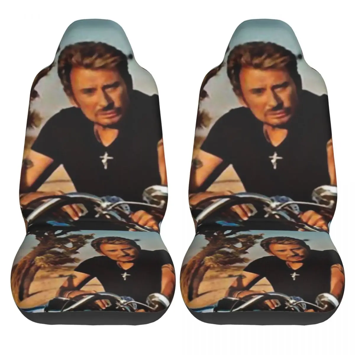 Johnny Hallyday Universal Car Seat Cover Auto Interior Travel Rock Music French Singer Car Seat Covers Polyester Seat Protector