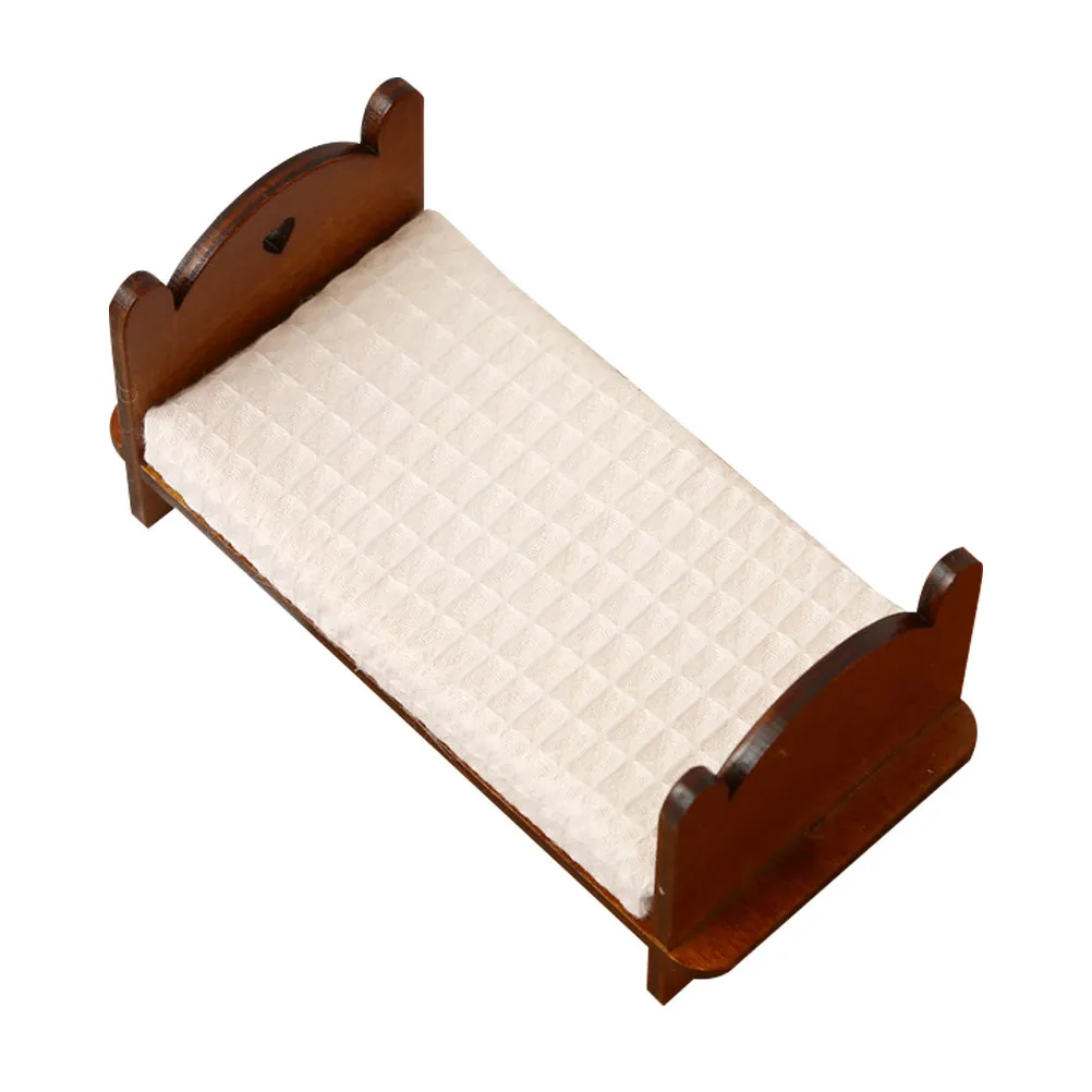 

Miniature 1:12 Scale Vintage Single Bed Wooden Dollhouse Bedroom Furniture Realistic Detailed Craftsmanship for Dollhouse Decor