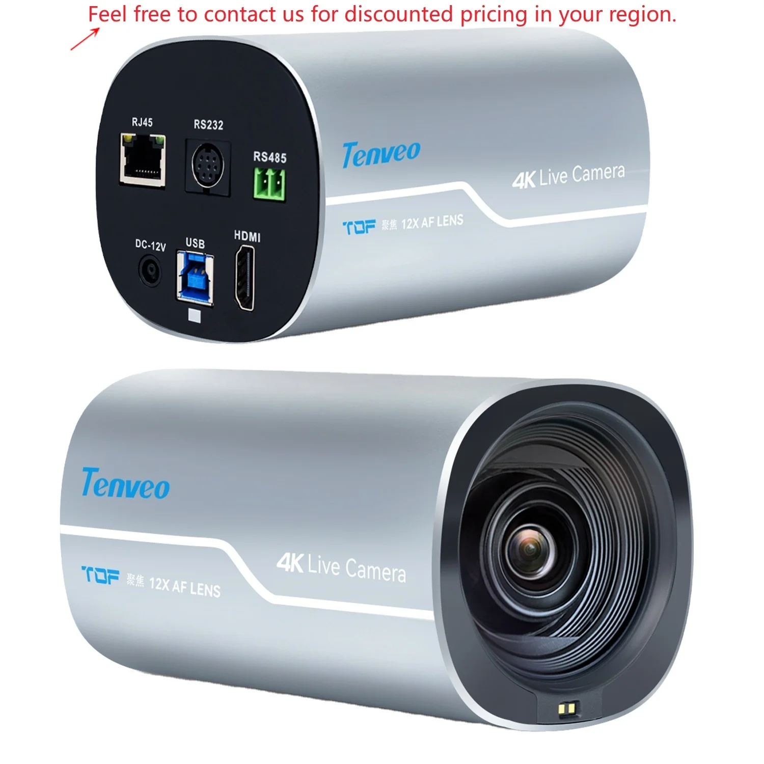 Tenveo Vertical Screen Podcasting 12x 4k NDI Box Camera HDMI USB Camera For Broadcasting