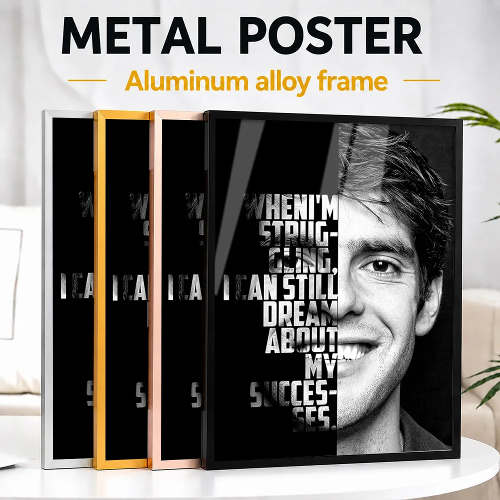 Kaka Metal Poster With Aluminum Alloy Frame Customized Photographic Wall Art For Clubhouse Reception Area, Football Fan Gift