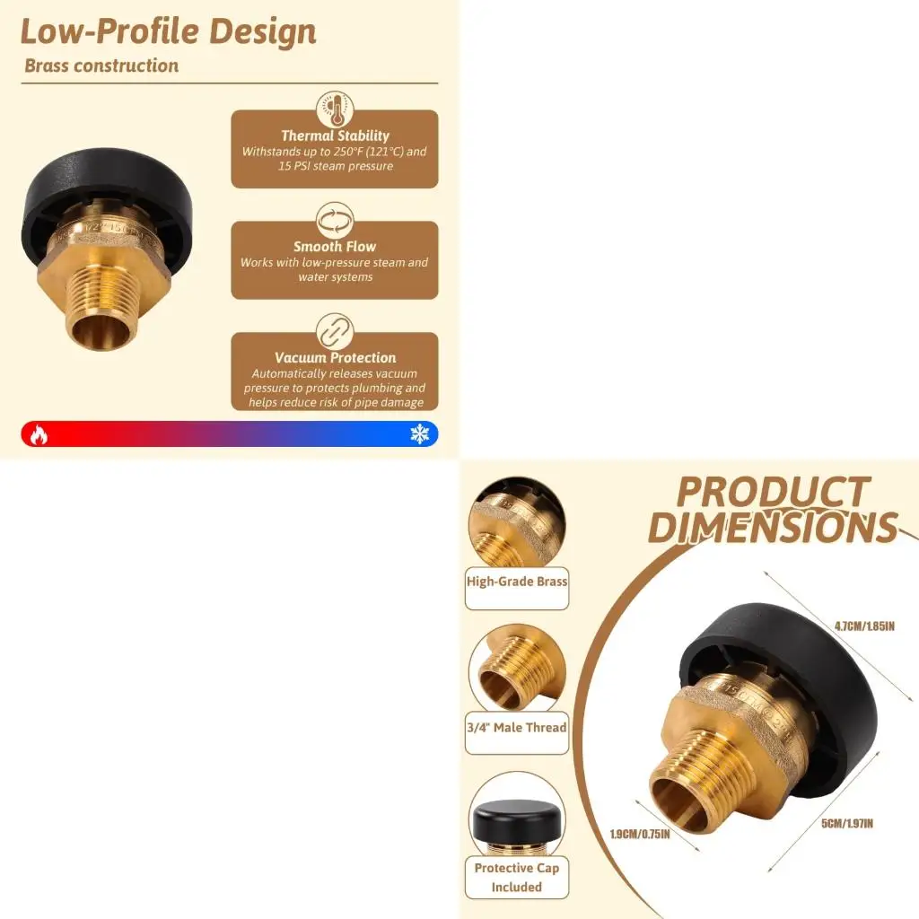 3/4'' Copper Vacuum Relief Valves Vacuum Breaker Pipe Fittings For Water Heater And Applications high quality