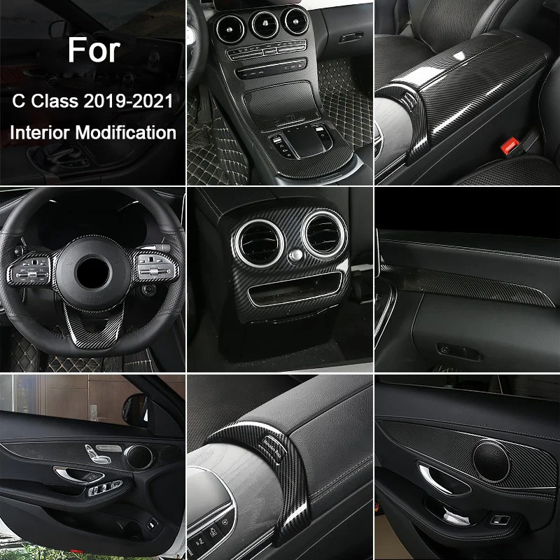 

Для Mercedes Benz C Class W205 2019 2020 2021, приборная панель автомобиля, центральная консоль, панель переключения передач, подлокотник, задняя рамка для выпуска воздуха