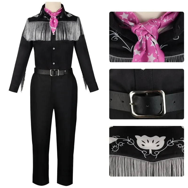 Новый костюм для косплея 2025 года, наряды KEN, ковбойская рубашка Райана Гослинга, брюки, пояс, шарф, костюм для выступлений, униформа на Хэллоуин, бар ☆ ★ ☆ ★ qq