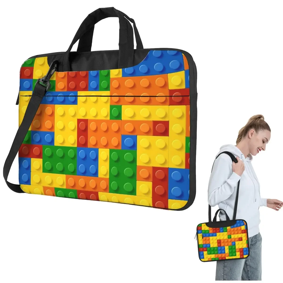Building Blocks Construction Brick Crossbody Laptop Bag Case Computer Bag Resistant Protective Notebook Pouch for Lenovo