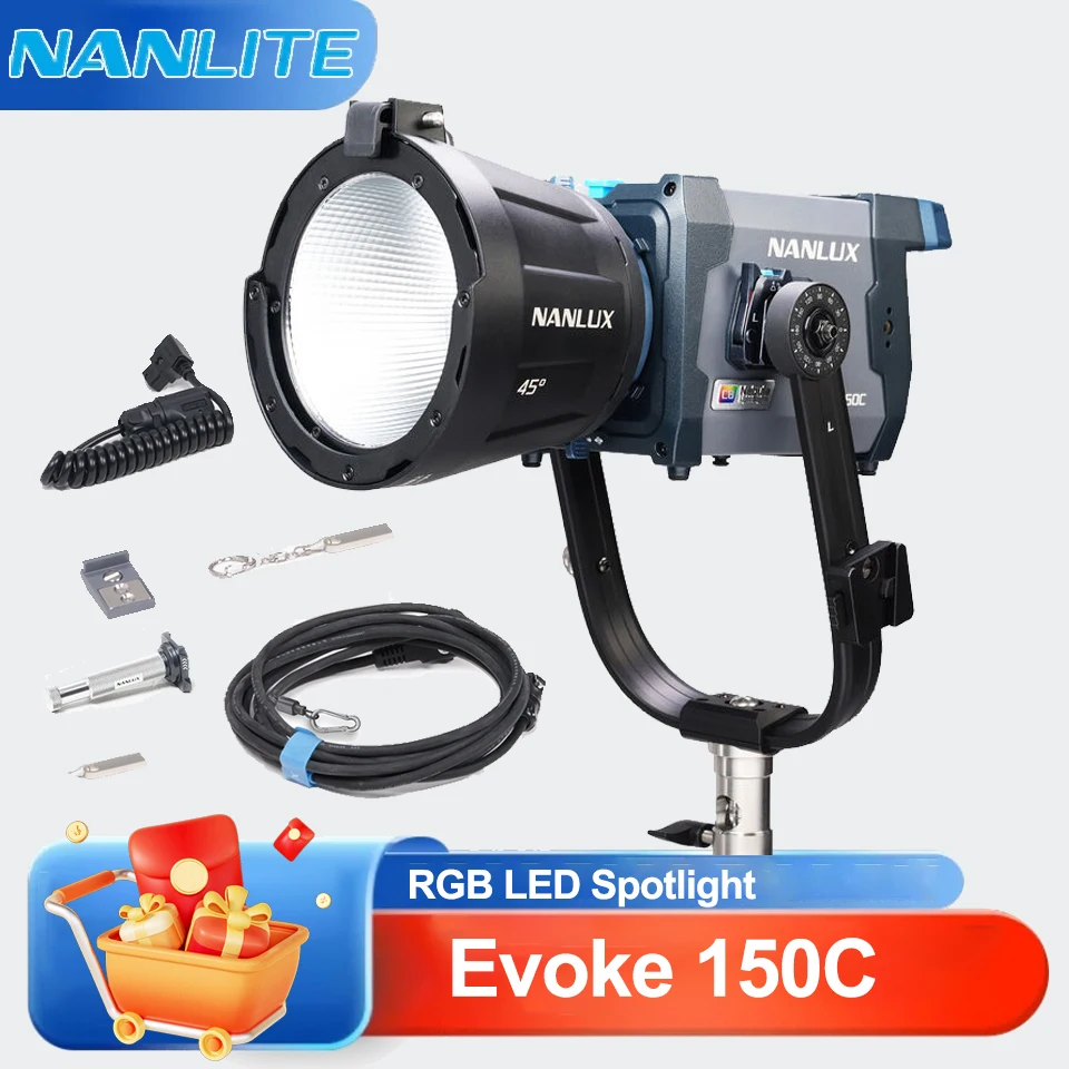 

Nanlite Evoke 150C 150W 1000-20000K RGB LED Video Light All-in One Bluethood APP Controlled Photography Fill Lighting
