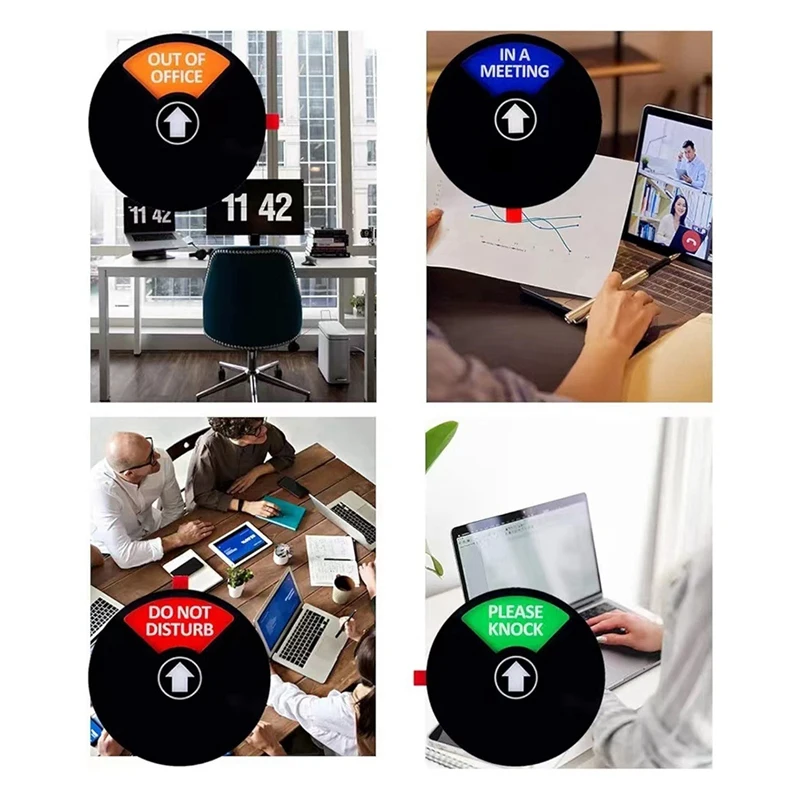 

4PCS Black Acrylic Door Signs For Office, 5Inch - Do Not Disturb, Please Knock, Out Of Office, In A Meeting