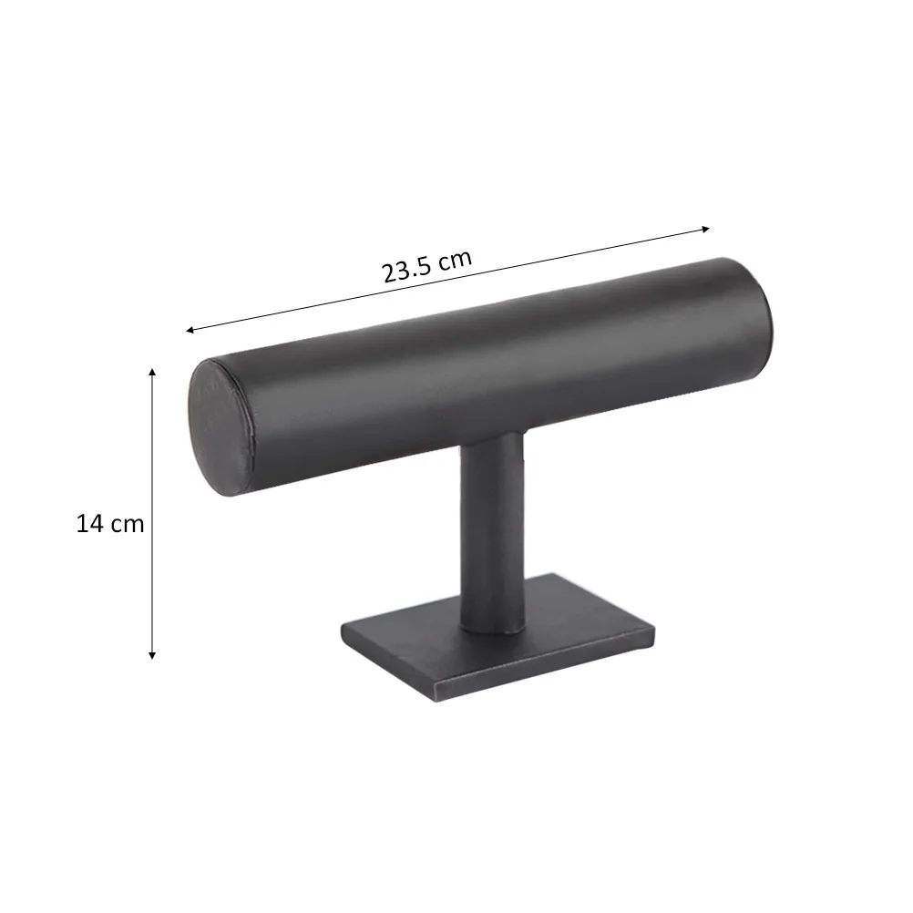 Premium PU Bracelet Display Rack T-Shaped Bangle Holder Stand Jewelry Organizer Black Durable Storage Bracelet Holder