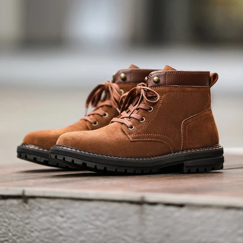 New Autumn Winter Tooling Ankle Men Leather Boots High Quality Man Cow Suede Outdoor Work Business Boots Desert Shoes