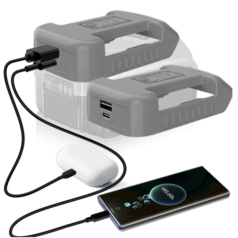 

HOT Belt Buckle Storage Fixed Bracket For Dewalt 18V Li-ion Battery DCB200 DCB204 with USB Type-C Battery Holder Fast Charging