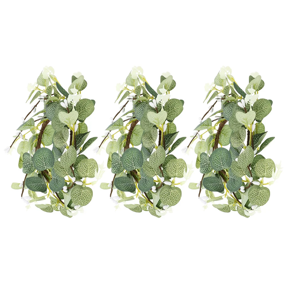 

3pcs Eucalyptus Wreaths Artificial Leaves Decor Simulated Rings 8cm Home Desk Stylish Scene Matching Greenery