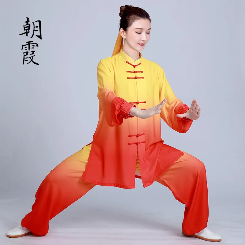 Three Gradient Colors  Chinese Martial Arts Performance Tai Uniform Gong fu Wushu Suit Taiji Clothing Women's New High-End view 4