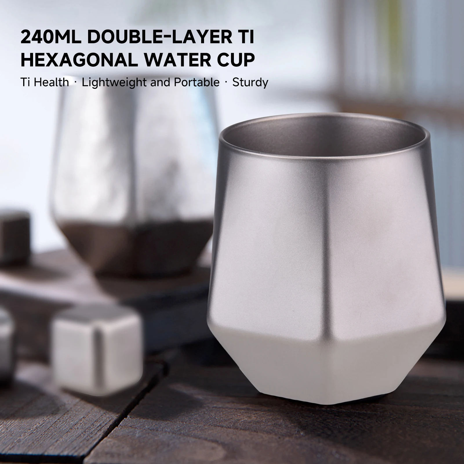 

Camping Coffee Cup Lightweight 240ML Double Layer Ti Vacuum Anti Scald Hexagonal Water Tea Cup for Outdoor Camp Cup Camping Cup