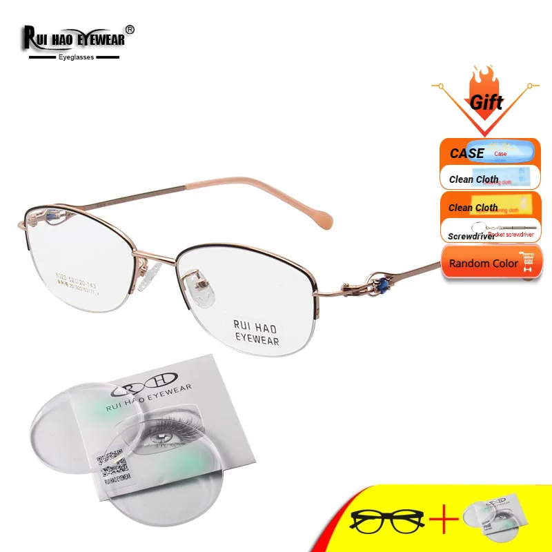 

Customize Prescription Glasses Fashion Glasses Frame Fill Resin Lenses Customize Myopia Progressive Half Rimless Spectacles 8020