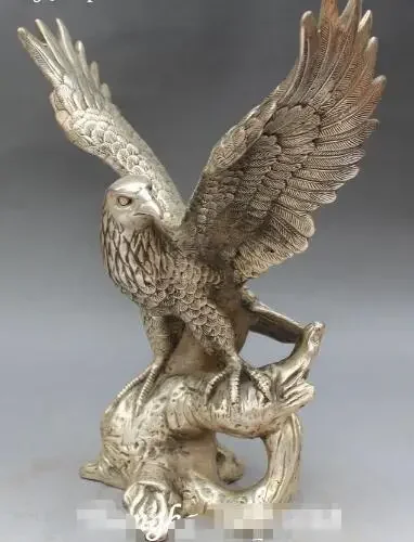 China Silver Handwork Carving Flying Eagle Eagles Hawk Hawks Beast Animal Statue