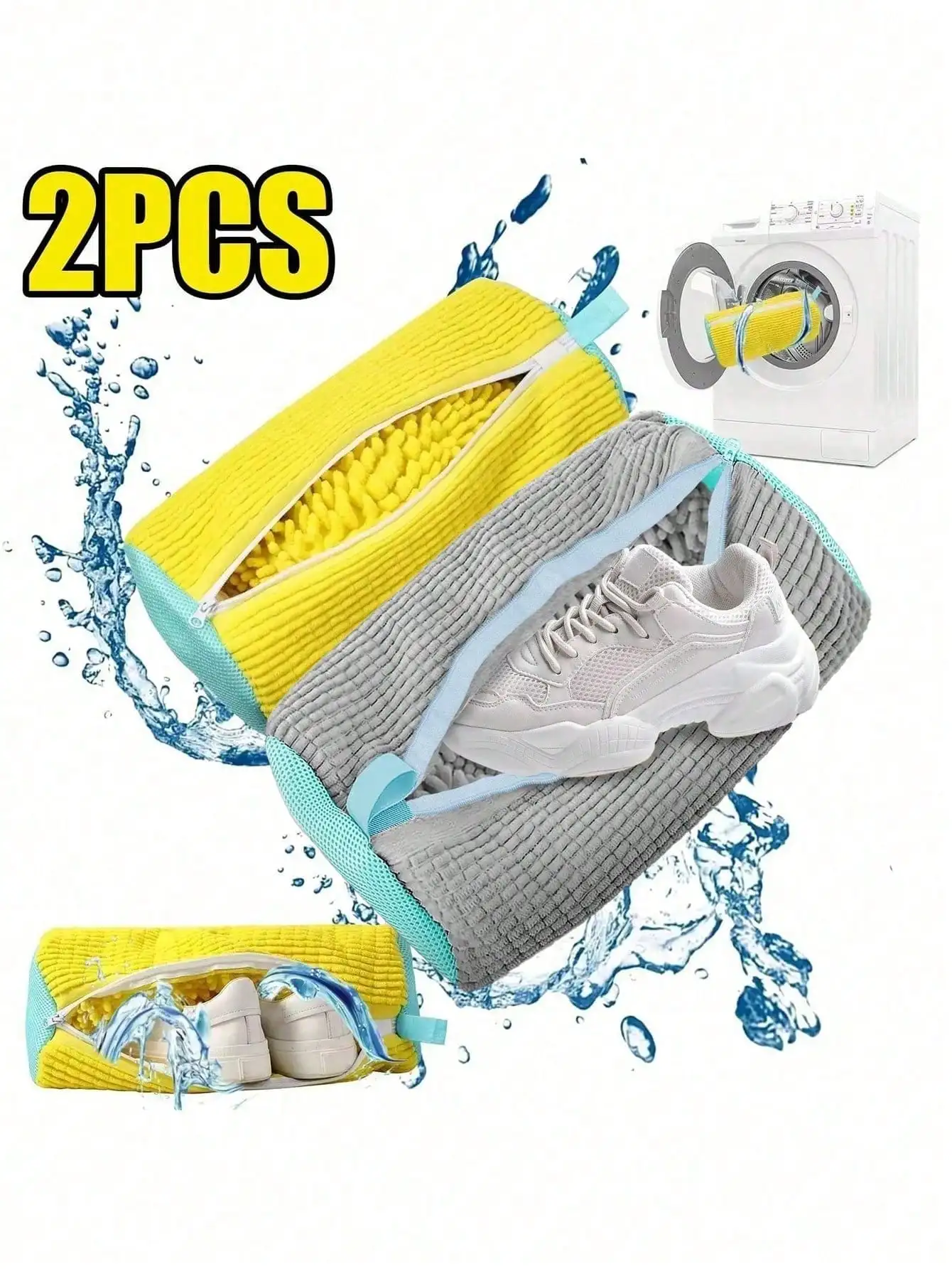 

1/2pcs Reusable Shoe Washing Bag, Suitable For Washing Machine And Dryer, Fit For Adult And Kids Shoes, Anti-Deformation Shoe Wa