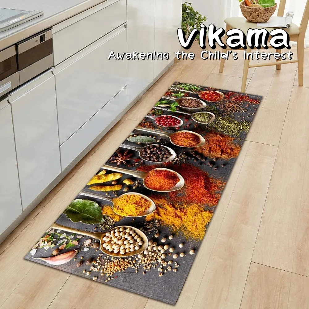 VIKAMA Modern Kitchen Crystal Pile Home Decorative Carpet Entryway Hallway Living Room Non-Slip Dirty Resistant Carpet