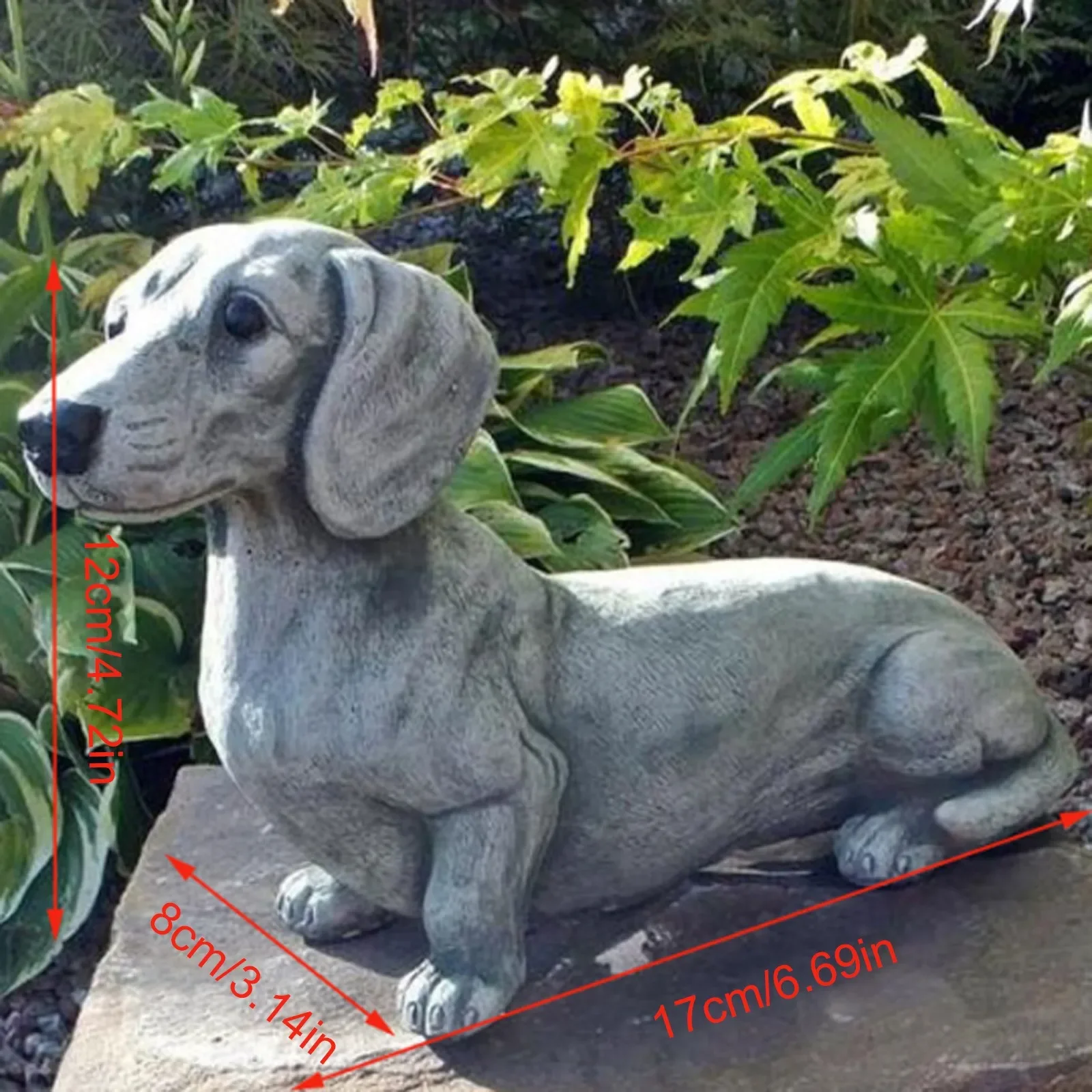 Dachshund Statue Sculpture Cute Memorial Dog Figurines Puppy Lying Down Resin Garden Art Ornament Gift for Lawn Garden Patio