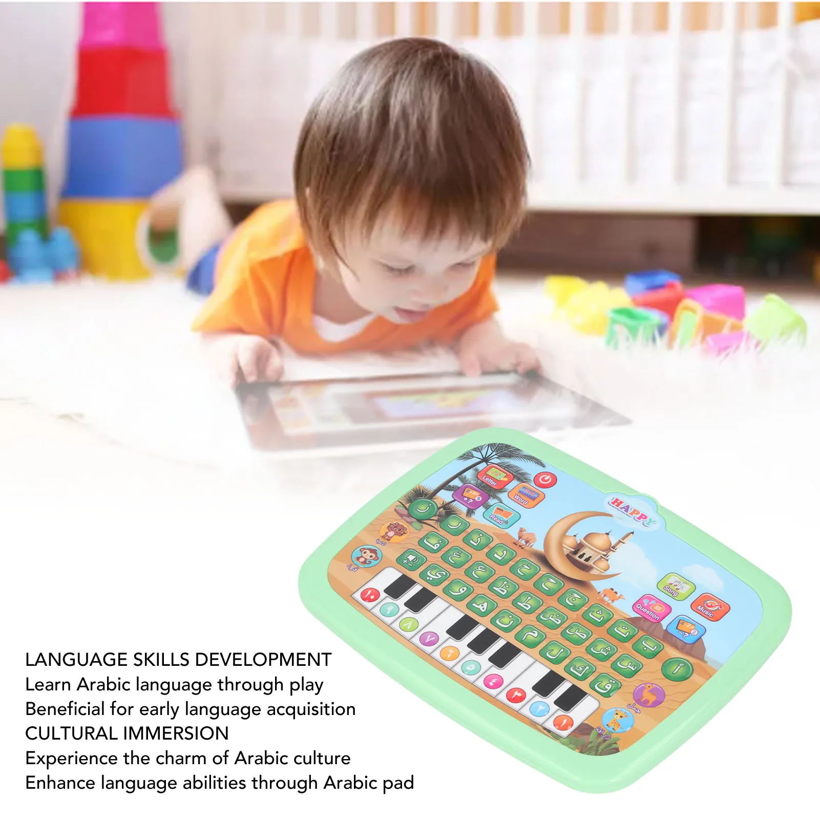 ZK20 Macchina per la lettura dell'apprendimento arabo per bambini Giocattolo educativo intelligente 28 parole dell'alfabeto 10 numeri Apprendimento arabo elettronico