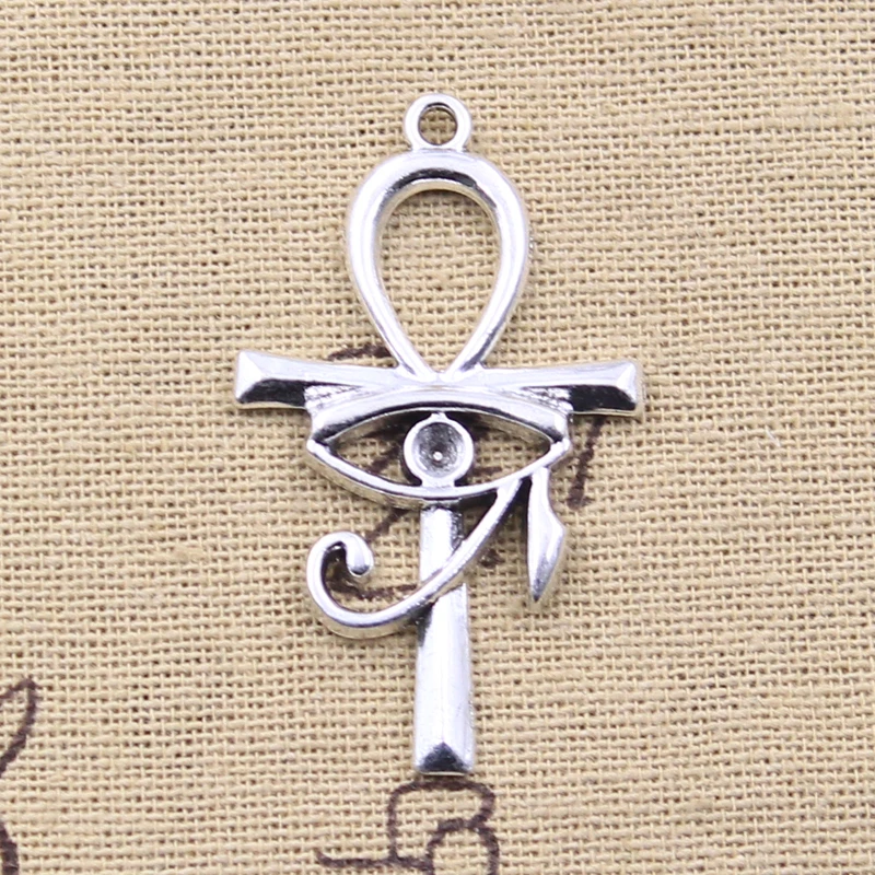 8pcs Charms Anka Cross Egyptian Ankh Eye Of Horus 44x26mm Antique Silver Color Pendants DIY Making Findings Tibetan Jewelry