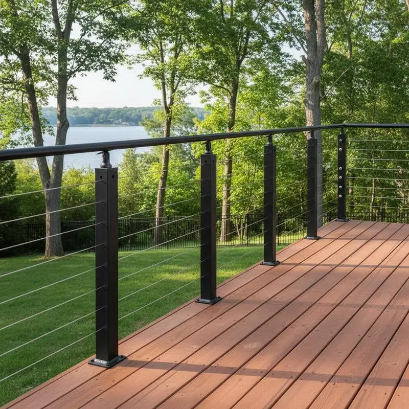 

4-Pack Metal Banister Column 42x1x2 In For Deck Balcony Porch, Horizontal-Hole Pre-Drilled Holes Curved Bracket Black Finish 4JZLGZXHS106REP67001V0