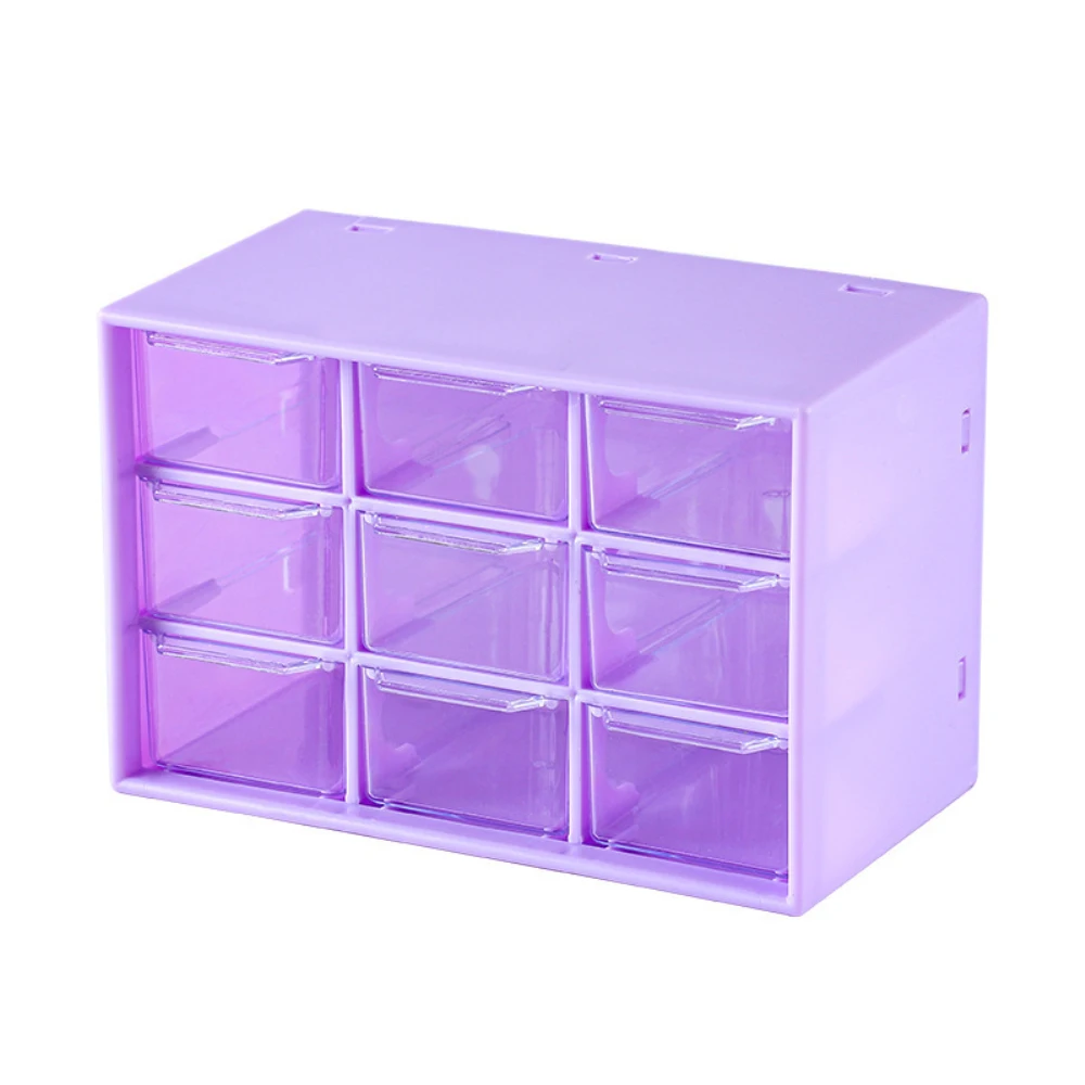 Desktop 9 Grid Storage Boxes Organizer Transparent Small Drawer Partitioned Student Desk Wall-mounted Sundries Storage Box Cute