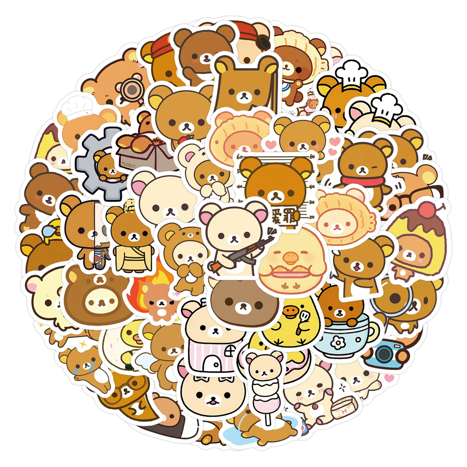Image of 100 Stück Rilakkuma Aufkleber Korilakkuma & Kiiroitori Aufkleber Cartoon Aufkleber Gepäck Notebook Aufkleber