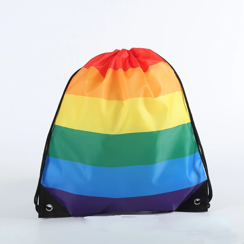 10pcs Rainbow Drawstring Backpack Pride Gay Pink LGBT Bag Sports Gift Customize 35x45cm Polyester