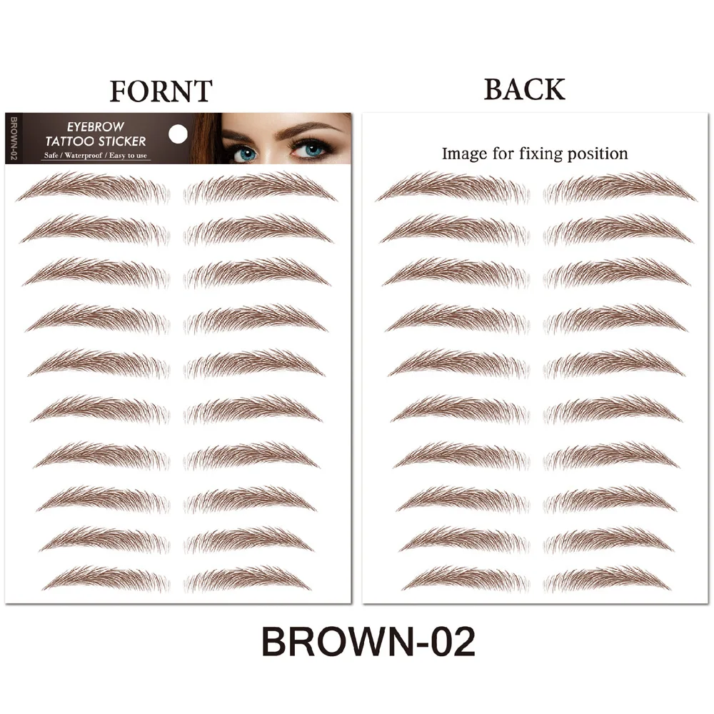 10 Pairs  Eyebrow Tattoos Sticker Waterproof Long Lasting Natural Hair-Like 6D Fake Eyebrows Stickers for Brow Grooming Shaping