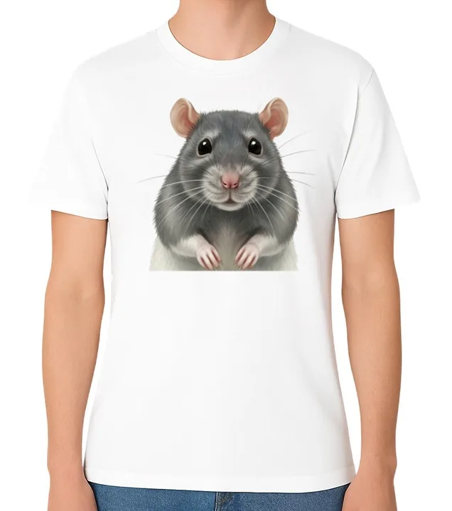 

Cute Fancy Pet Rat T-Shirt Men Women 100% Cotton Short Sleeve O-Neck Rodent Lover Graphic Casual White Tee