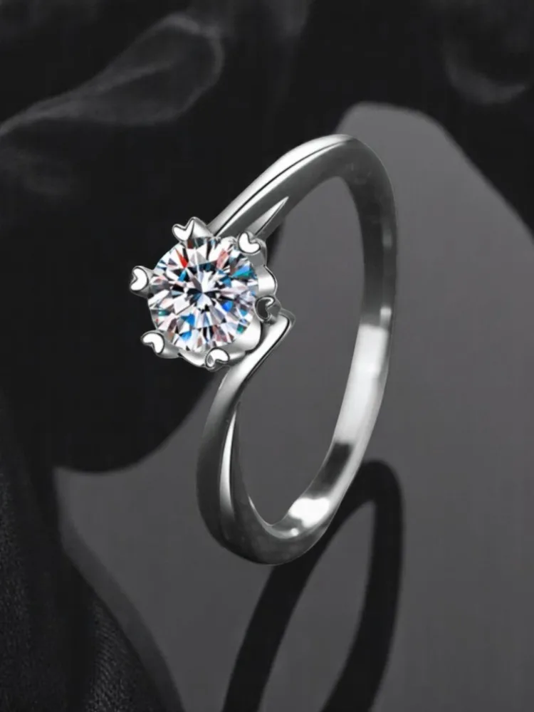 

925 sterling silver moissanite ring VVS1 women's fashion simple snowflake popular style shiny temperament fine jewelry