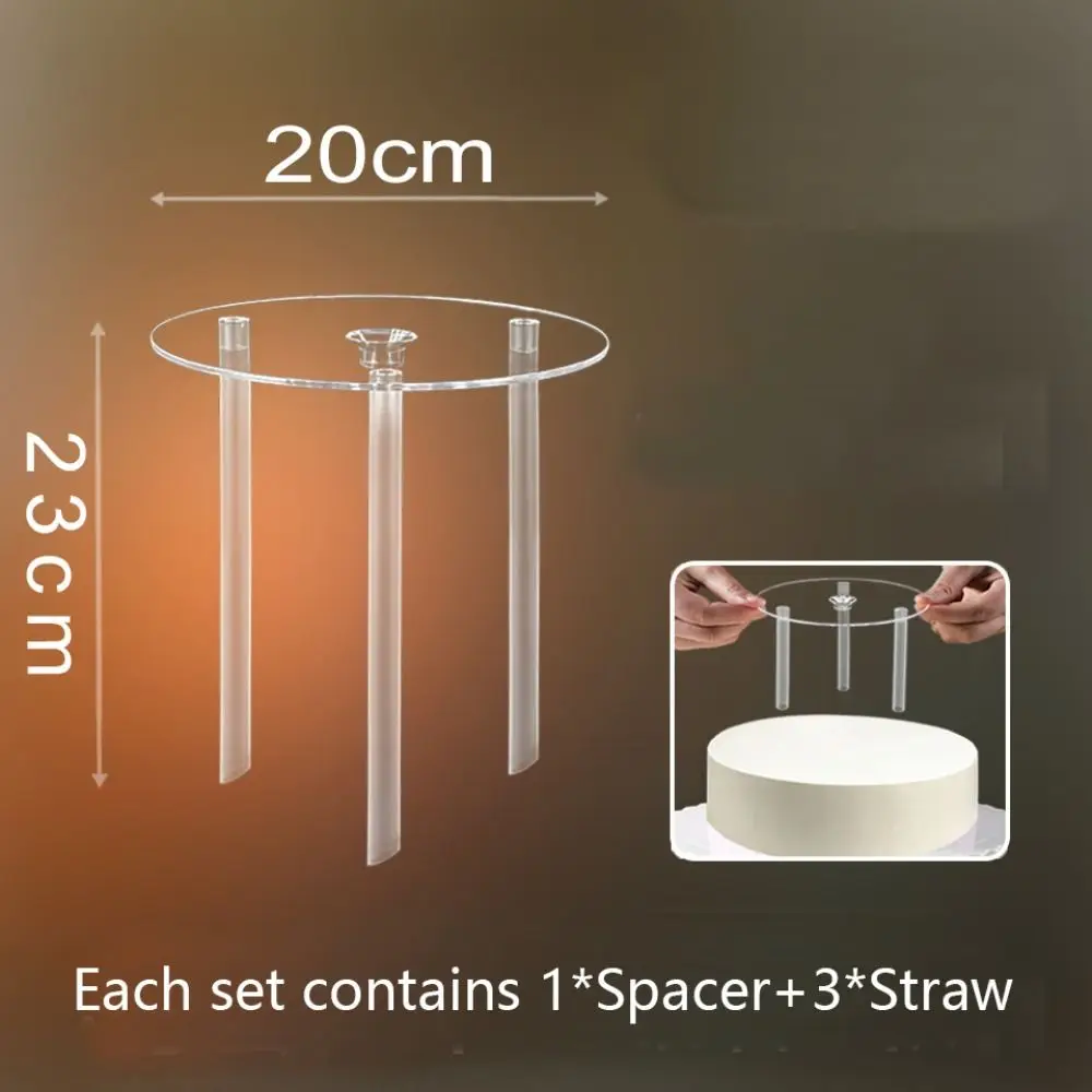 Plastic Multi-layer Cake Stand Transparent DIY Cake Decor Cake Tier Support Straw Frame Cake Stands Support Round Cake Board