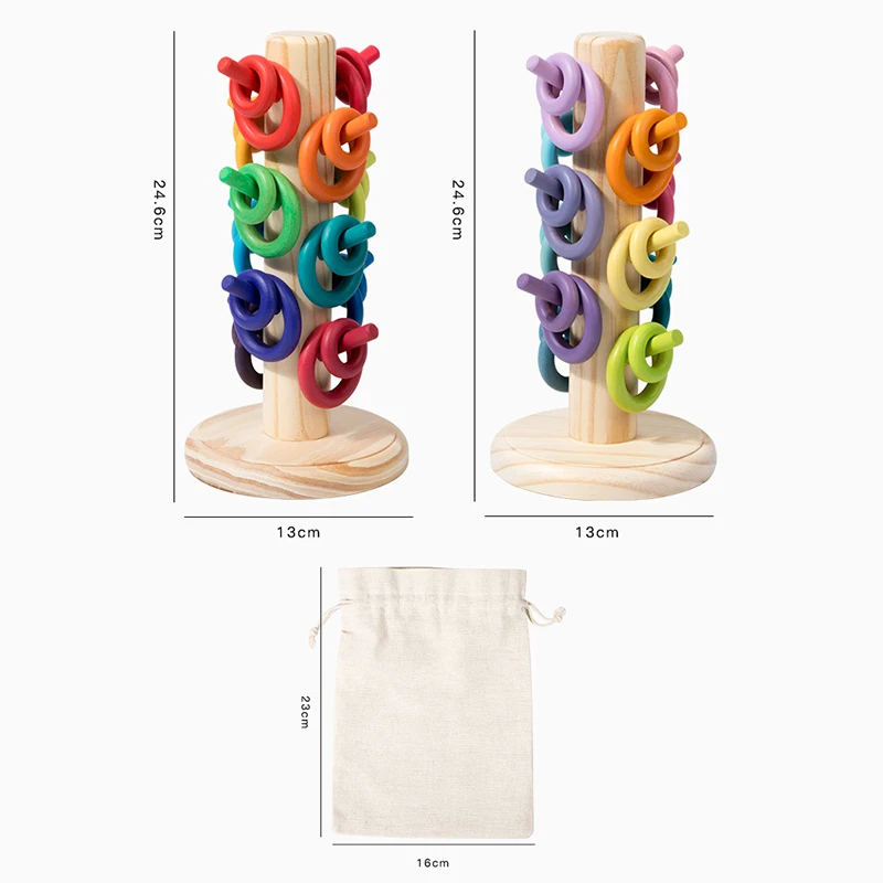 Giocattolo educativo per neonati e bambini Ordinamento colorato Albero arcobaleno Giocattolo in legno con riconoscimento della forma a forma di macaron per la decorazione domestica