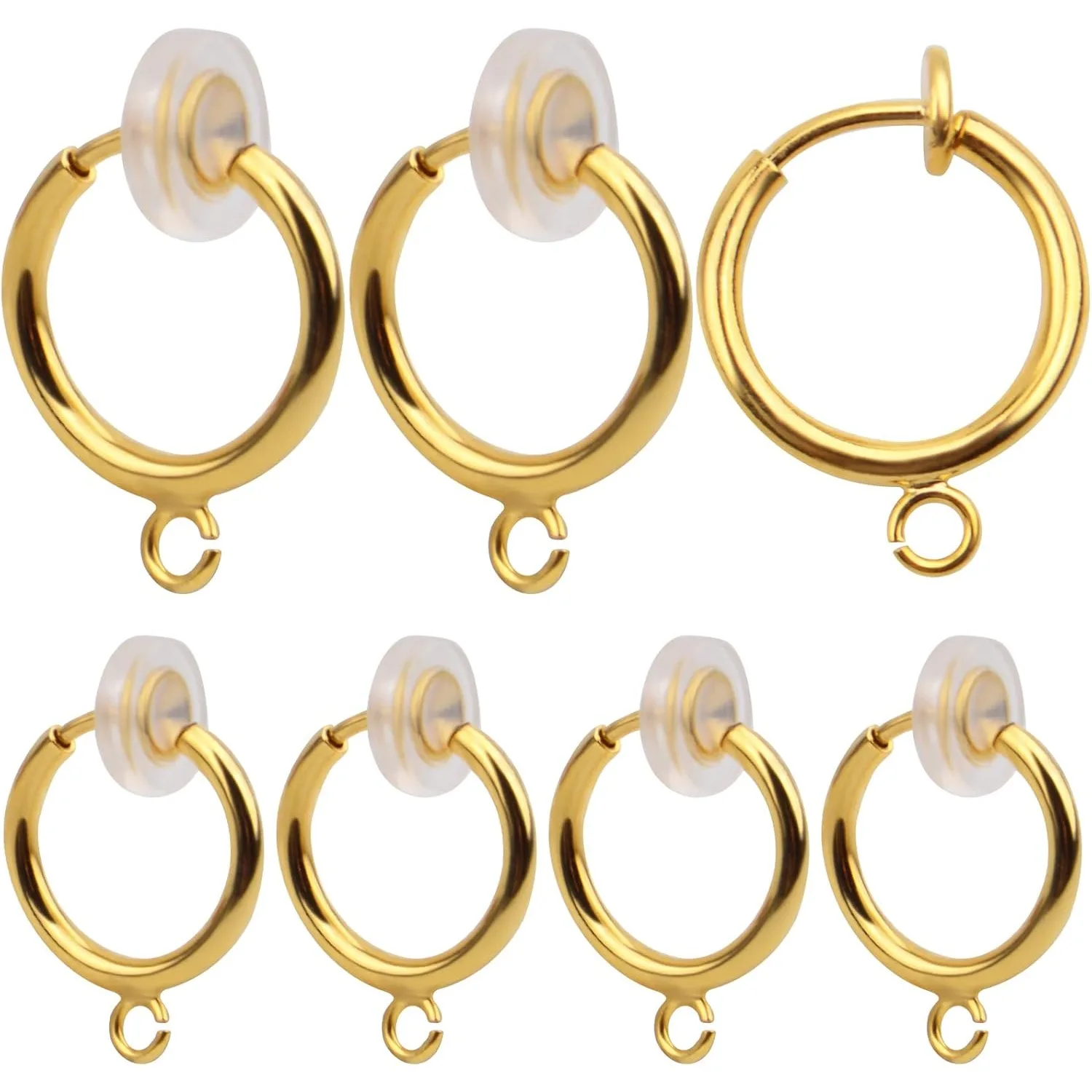 

16 шт., конвертеры-обручи, круглые латунные зажимы для сережек, компоненты для сережек, фурнитура с удобной открытой петлей для без пирсинга ушей