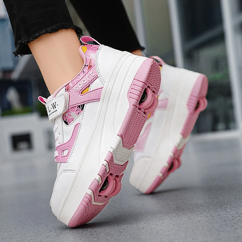 Student Children's Roller Skating Shoes Male and Female Universal Four Wheel Large Outdoor Sports Walking Shoes Female