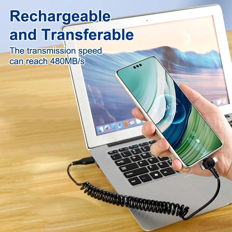 Cable de datos 3 en 1 de carga rápida de 120 W: micro USB tipo C compatible con iPhone, POCO, Xiaomi