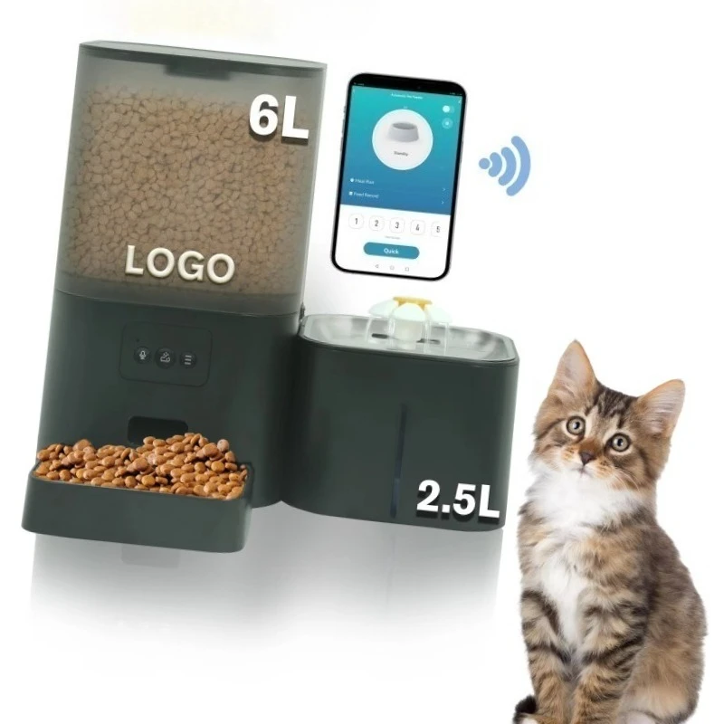 

Large Capacity Smart Automatic Pet Feeders with App Control 6L Pet Food Bowl 2.5L Water Smart Pet Feeder 2 in 1