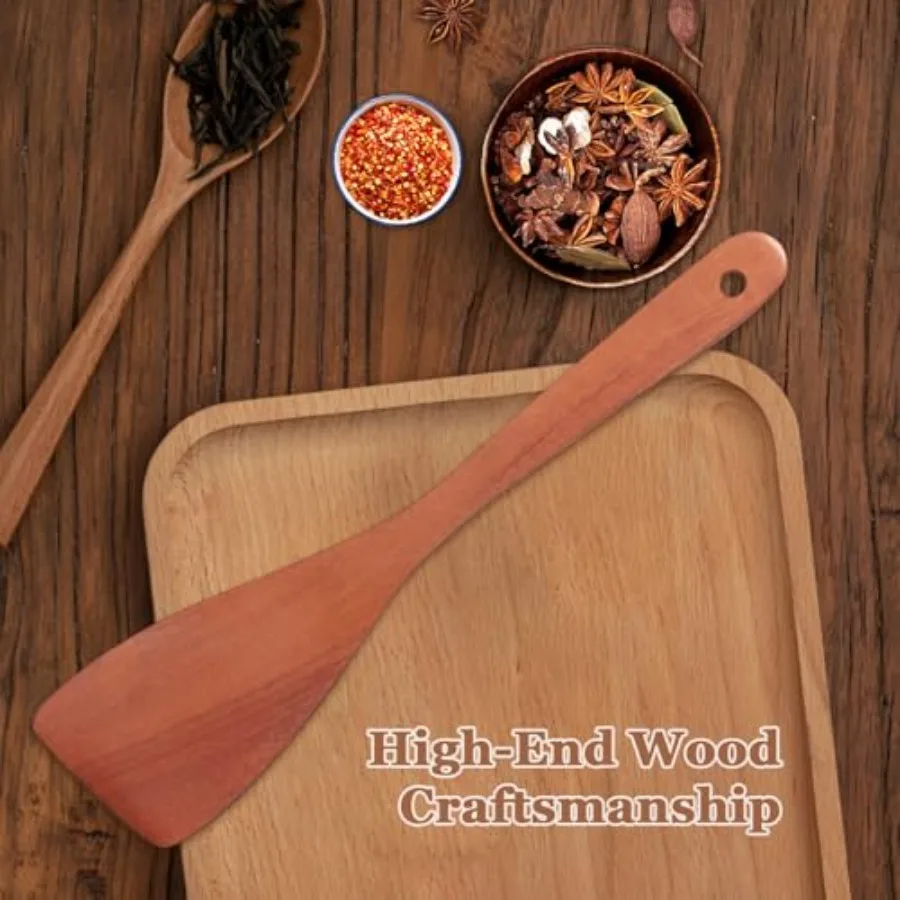 2 قطعة مجموعة ملعقة من الخشب الصلب للمقالي غير اللاصقة 12ih أداة مطبخ مريحة مع حافة منحنية أدوات يدوية للتقليب على سبيل المثال #5