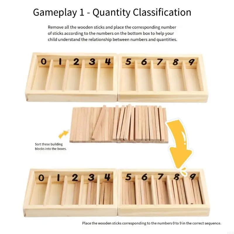กล่องสปินเดิลนับไม้ธรรมชาติพร้อมการจัดเก็บสำหรับกิจกรรมทางคณิตศาสตร์และเครื่องมือการศึกษาปฐมวัย A2UB